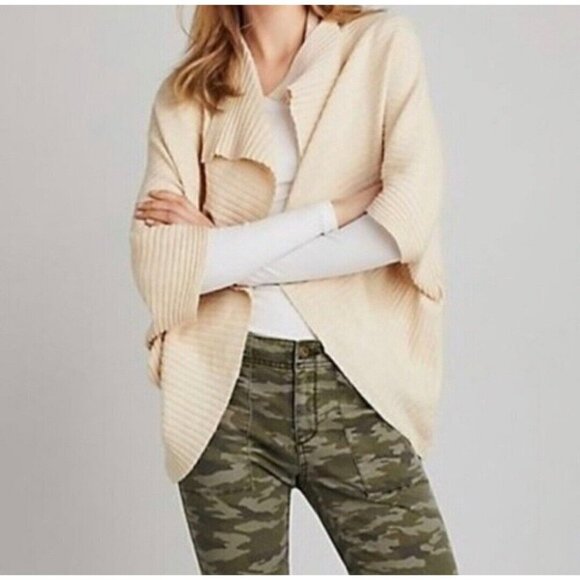 Pure + Good Anthropologie Cocoon Wrap Sweater One Size Ribbed Open Front - Picture 2 of 8